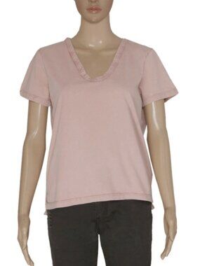 Zadig & Voltaire Atal Bis Henley T-Shirt Orchidee Love Metallic Blouse Top L